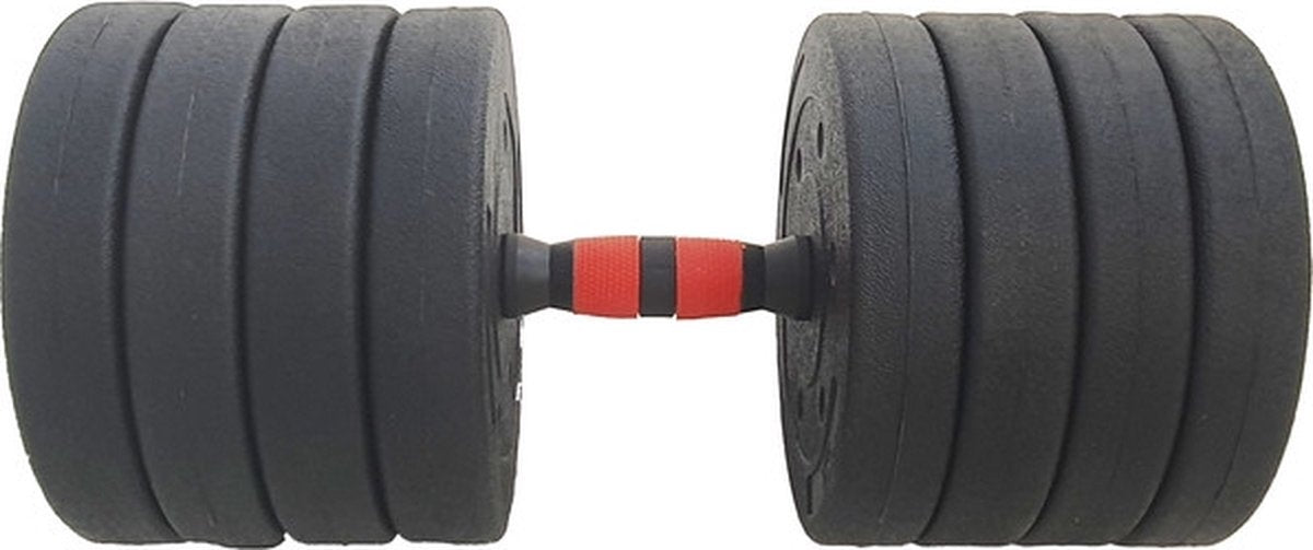 Halterset - 50kg Verstelbaar - Zwart/Rood
