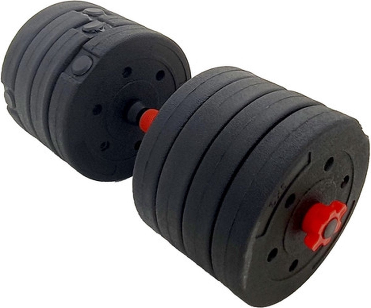 Halterset - 50kg Verstelbaar - Zwart/Rood