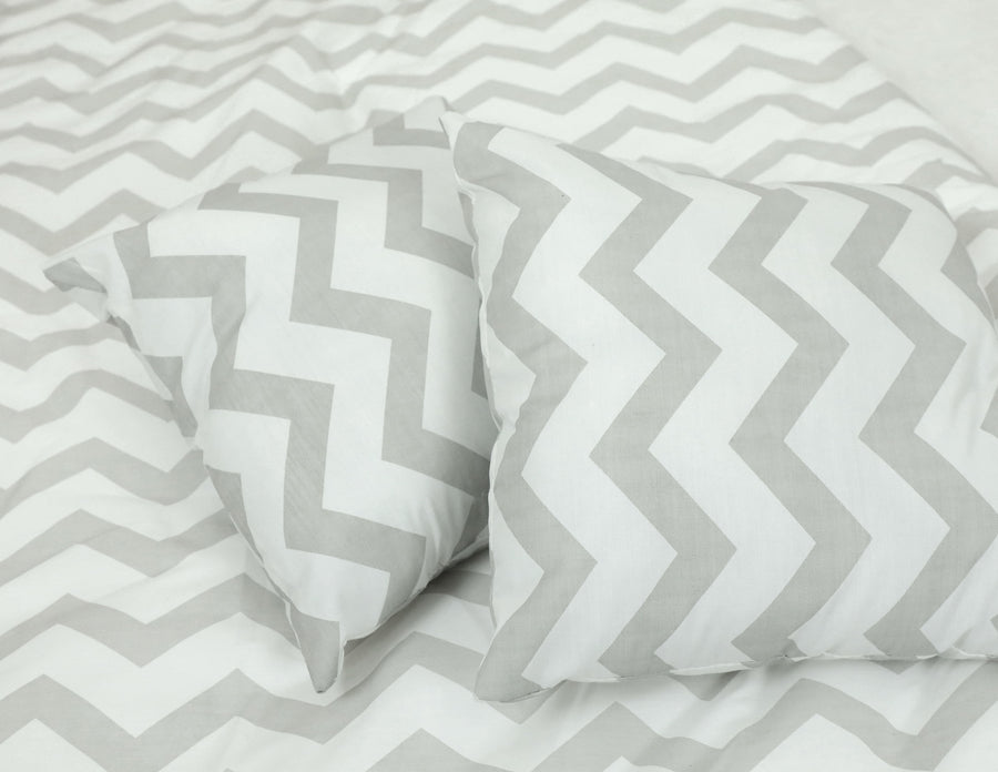 TIPITENT - Katoen met Zigzag Patroon - Grijs 120x120x160 cm