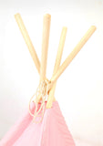 Tipi tent - katoen 175g/m2 met vloermat en kussens - roze 120x120x160 cm
