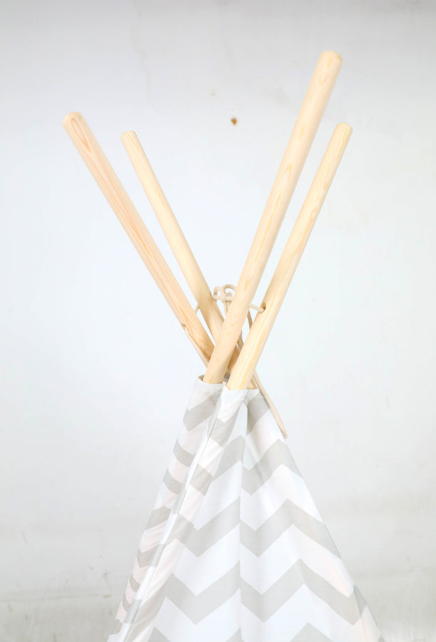 TIPITENT - Katoen met Zigzag Patroon - Grijs 120x120x160 cm