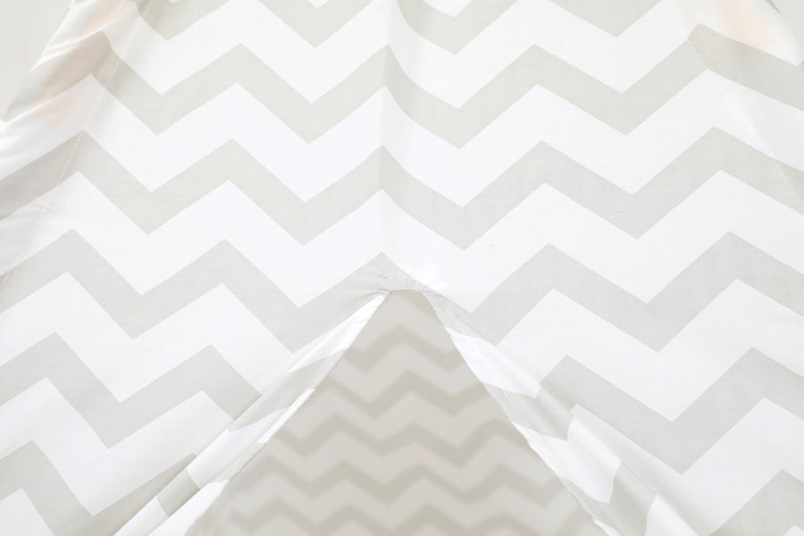 TIPITENT - Katoen met Zigzag Patroon - Grijs 120x120x160 cm