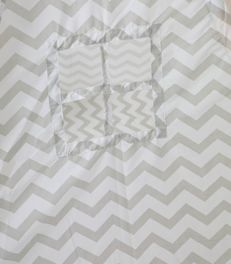 TIPITENT - Katoen met Zigzag Patroon - Grijs 120x120x160 cm