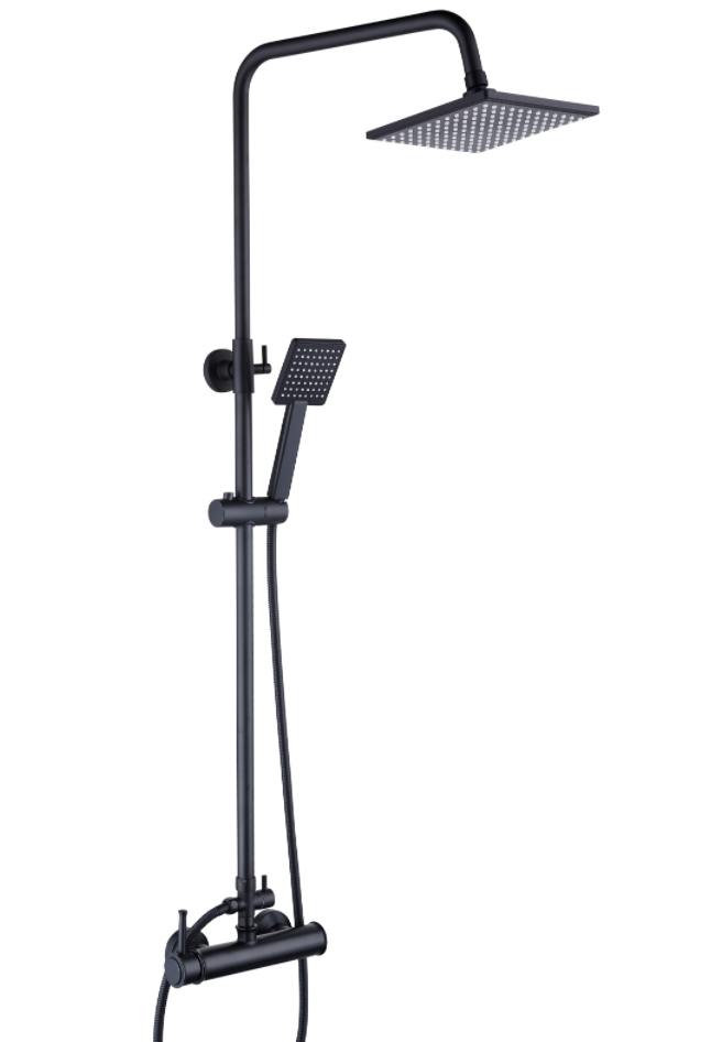 Doucheset - Regendouche 20x20 cm met Anti-Calc - Zwart
