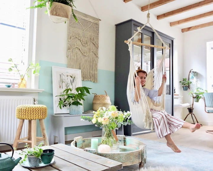 HANGMATZITTING - Houten Stok 110 cm - Naturel 110x116 cm