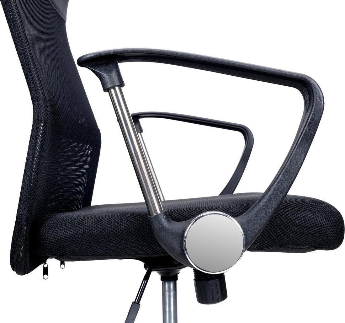 Bureaustoel - geventileerde rugleuning-verstelbaar in hoogte - zwarte stof