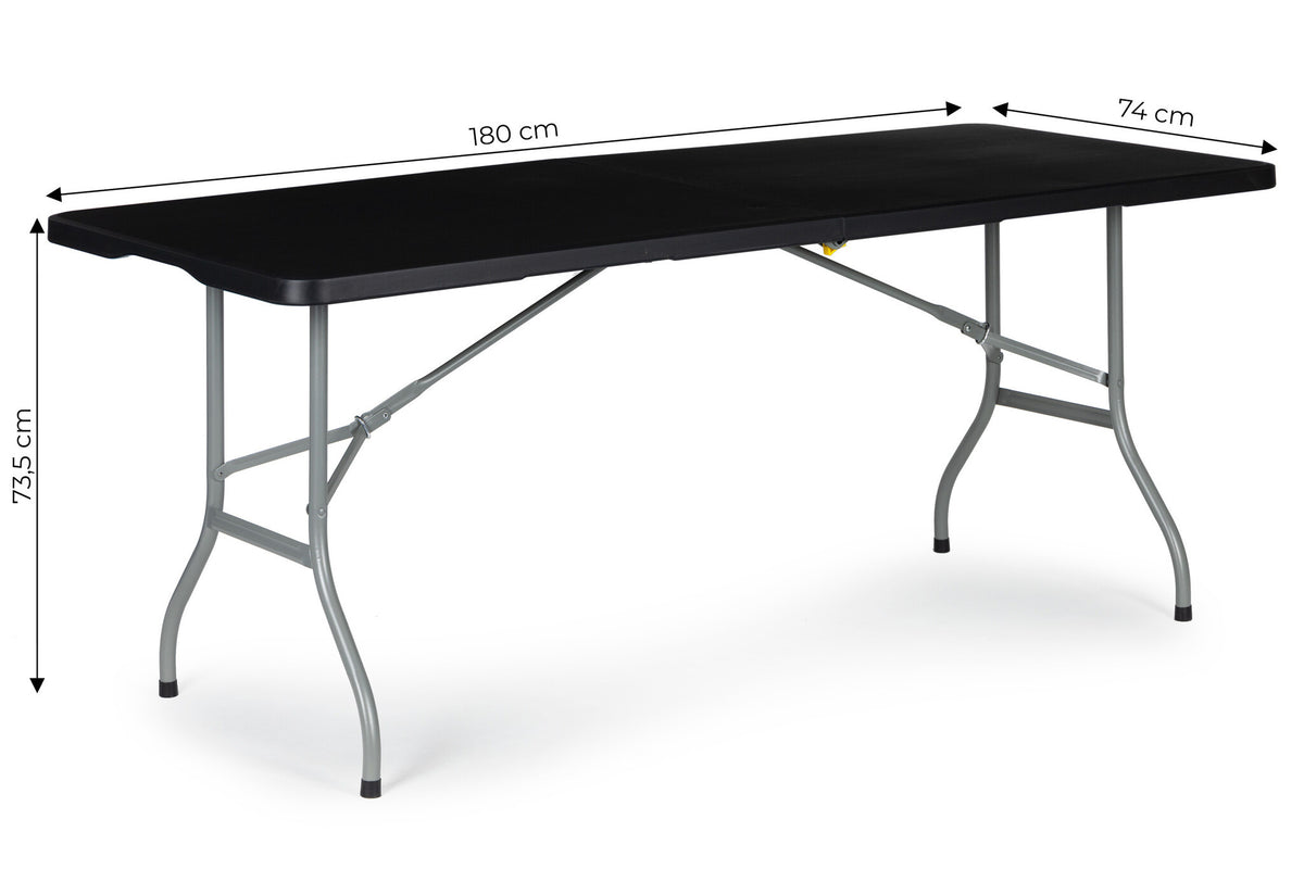 CAMPINGTAFEL - Opklapbaar HDPE-Staal - Zwart 180x70 cm