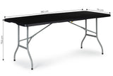 CAMPINGTAFEL - Opklapbaar HDPE-Staal - Zwart 180x70 cm