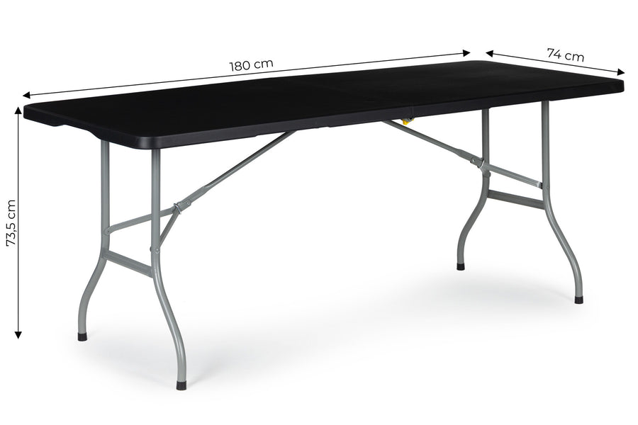 CAMPINGTAFEL - Opklapbaar HDPE-Staal - Zwart 180x70 cm
