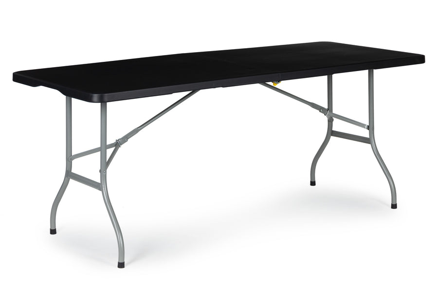 CAMPINGTAFEL - Opklapbaar HDPE-Staal - Zwart 180x70 cm