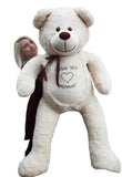 Knuffelbeer - 165cm Pluche I Love You - Crème