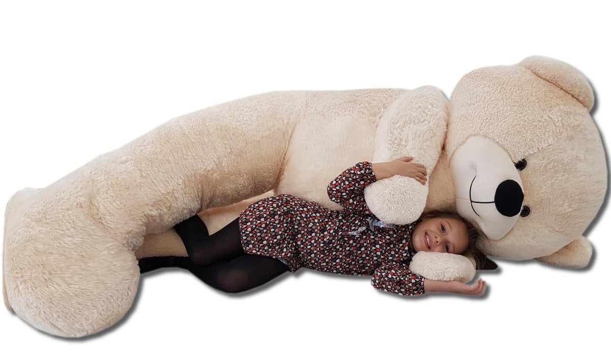 XXL teddybeer - 220 cm hoogwaardig pluche anti-allergisch - beige-roze
