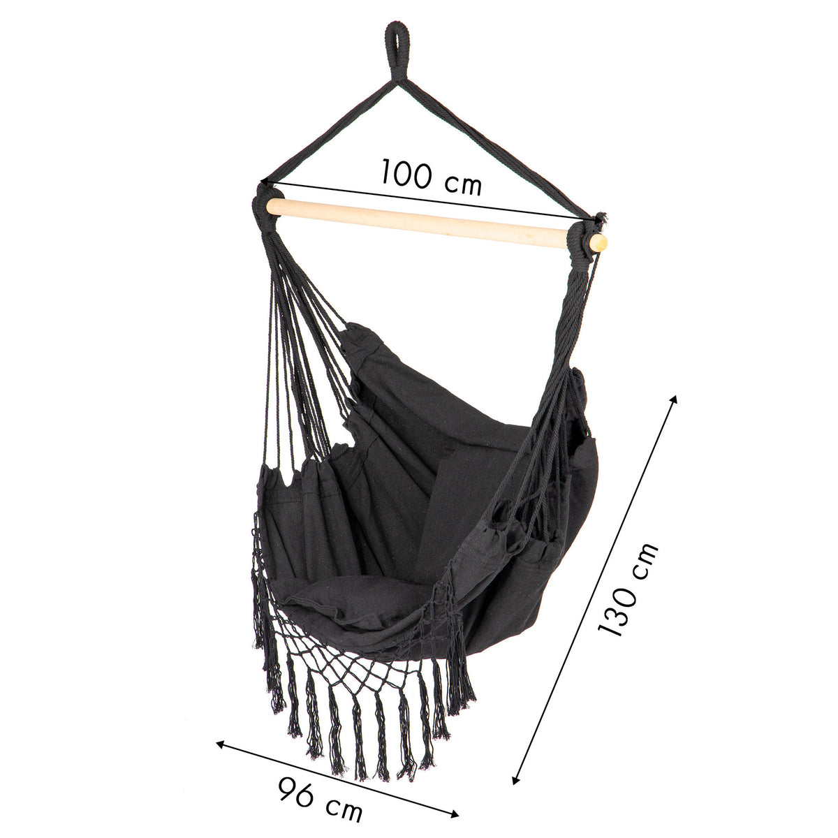 HANGSTOEL - Braziliaanse stijl - 130x96 cm - Zwart