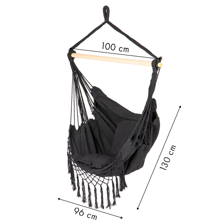 HANGSTOEL - Braziliaanse stijl - 130x96 cm - Zwart