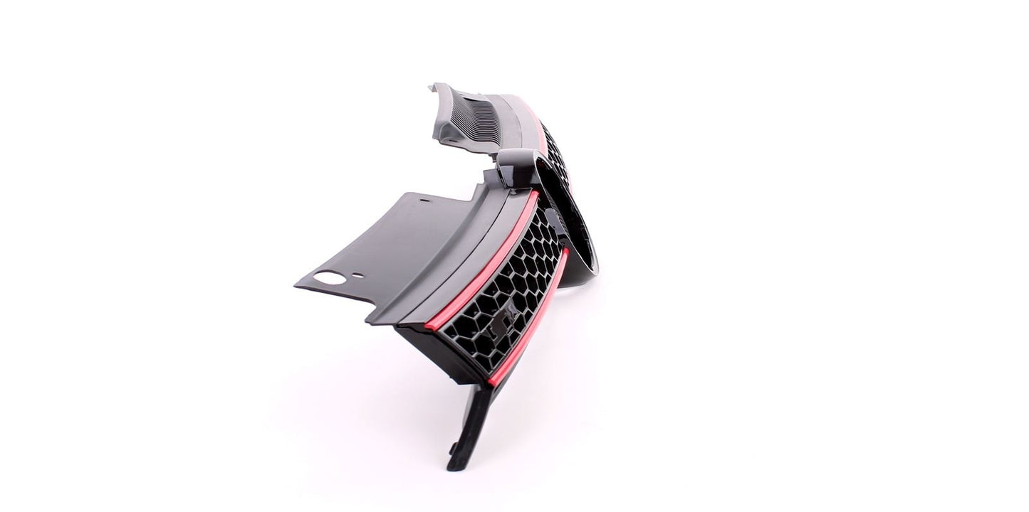 GRILL - sportieve look - glanzend zwart met rode bies