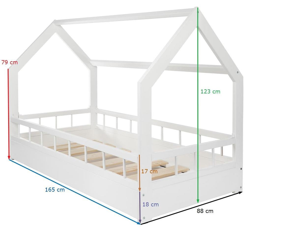KINDERBED HUIS - Scandinavisch Design - Grenenhout - 80x160cm