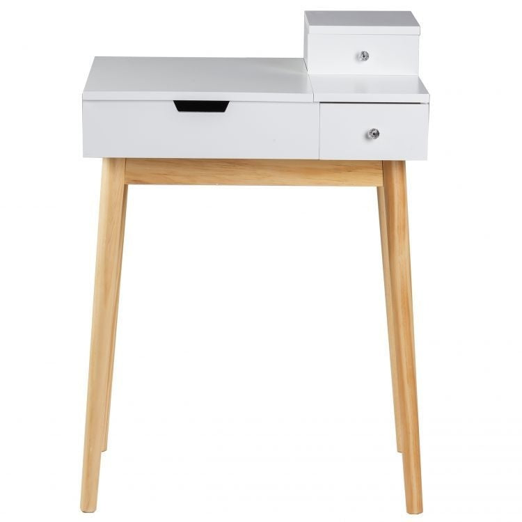 KAPTAFEL - Houten met Spiegel en 3 Lades - Wit