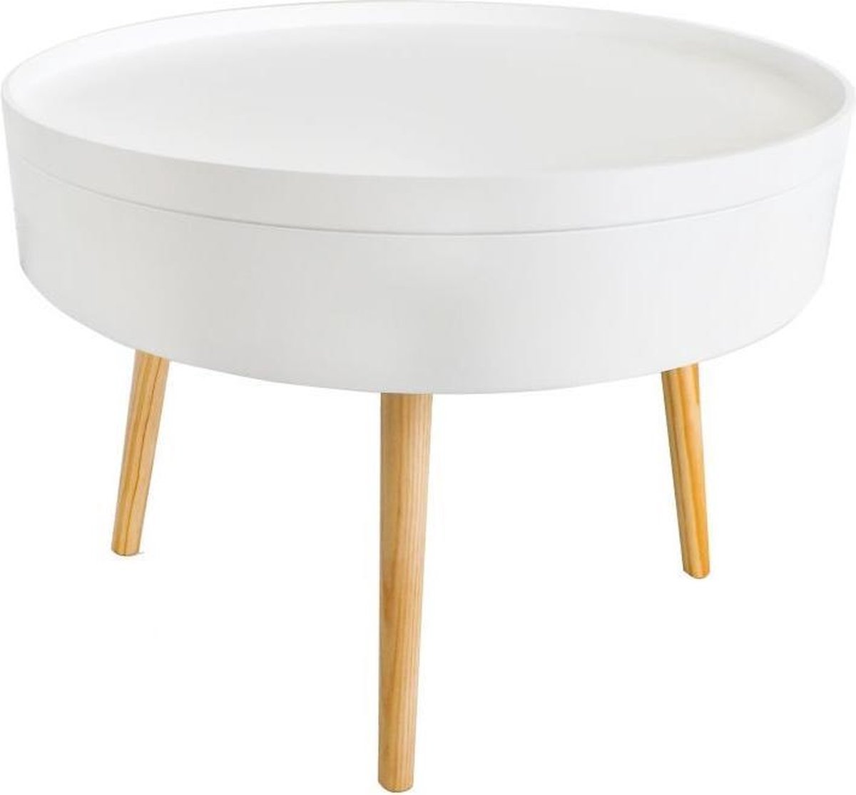SALONTAFEL - Verwijderbaar tafelblad - Opbergruimte - Wit