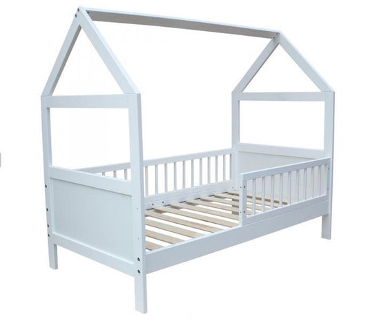 kinderbed - vurenhout-scandinavisch-ontwerp-uitval-barrière - wit-140x70cm