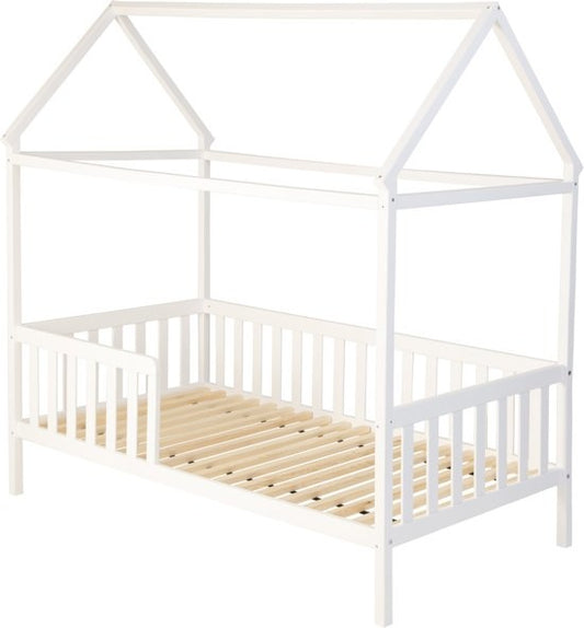 KINDERBED - huizen-thema-ontwerp - wit - 160x80 cm