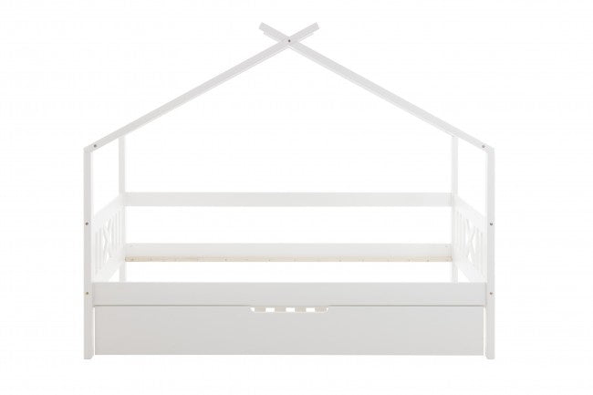 HUISBED - grenenhout met logeerbed lade - wit 90x200 cm