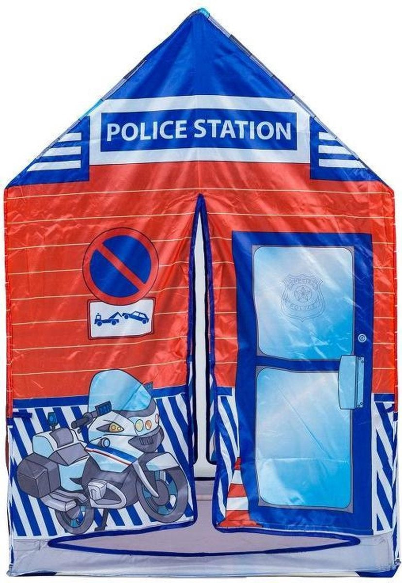Kinder speeltent - politie thema - blauw & rood - 95x72x102 cm