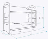 STAPELBED - Ladder en Opberglade - Wit 160x80 cm