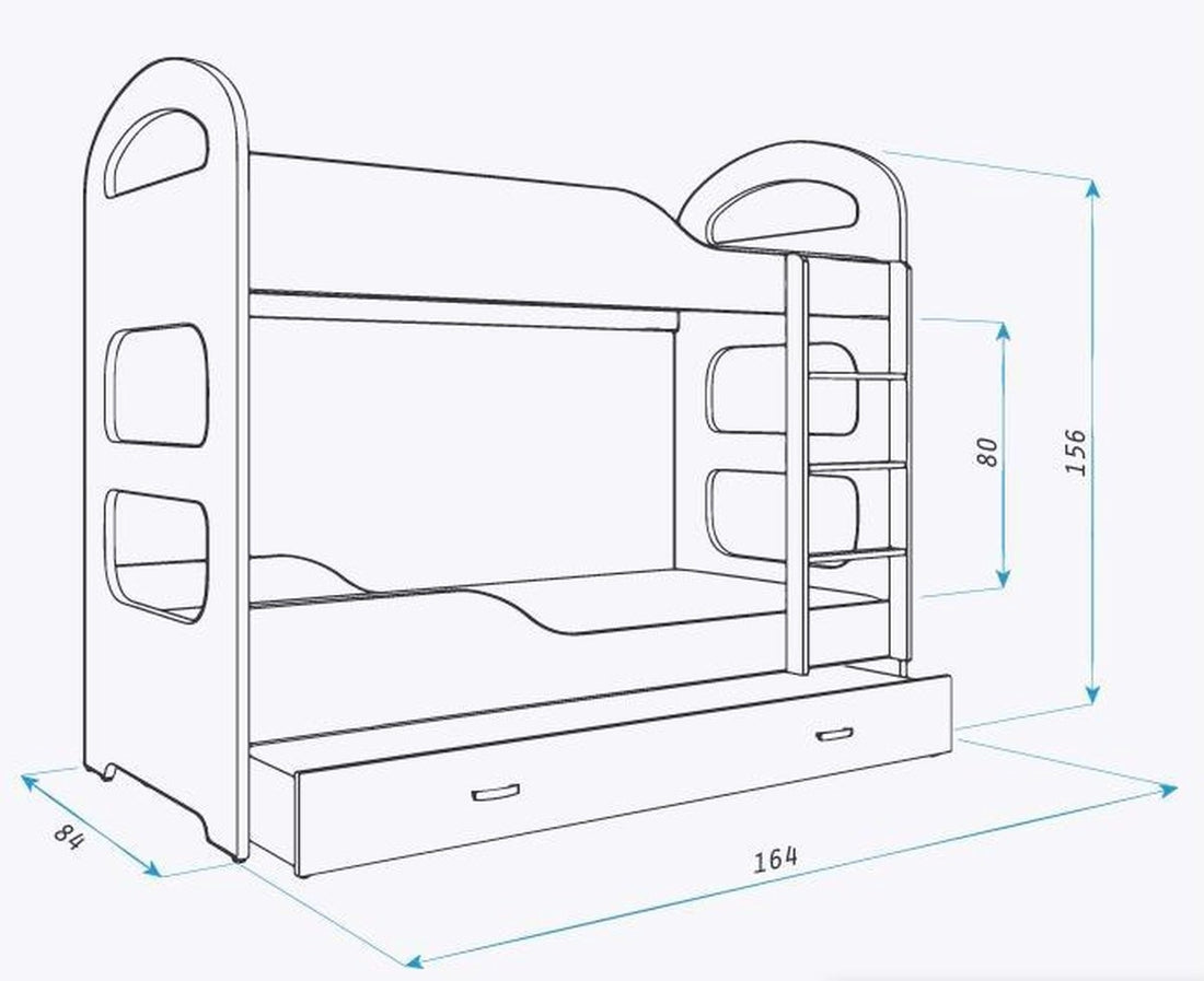 STAPELBED - Inclusief Matras en Opberglade - 160x80cm