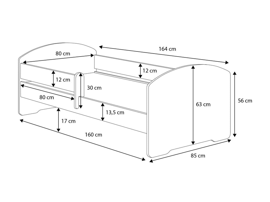 PEUTERBED - Veiligheid met Hekje - Wit/160x80 cm