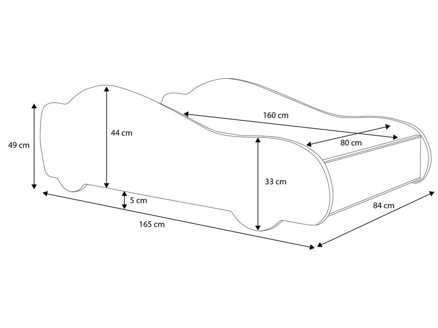 KINDERBED AUTO - Inclusief Matras - 160x80 cm