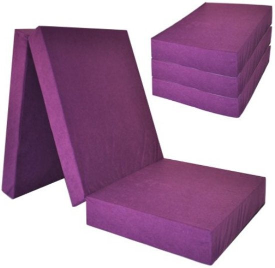 Logeermatras - opvouwbaar met draagtas - paars/195x80 cm