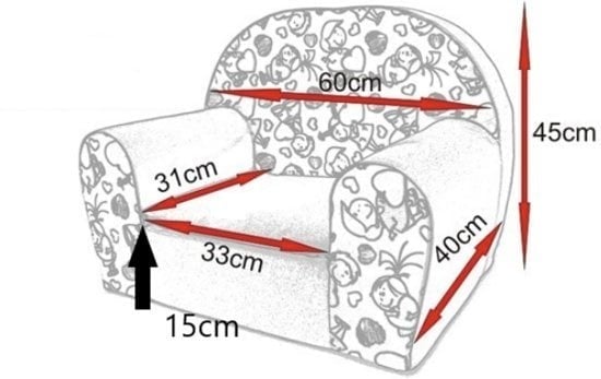 KINDERFAUTEUIL - lichtgewicht, wasbare hoes, corduroy - lichtgrijs