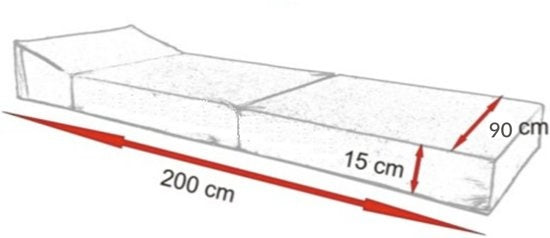 matras - opvouwbaar met wasbare hoes - houtmotief/200x90x15 cm