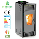 Pelletkachel - 8kW Automatisch Luchtcirculatie - Zwart