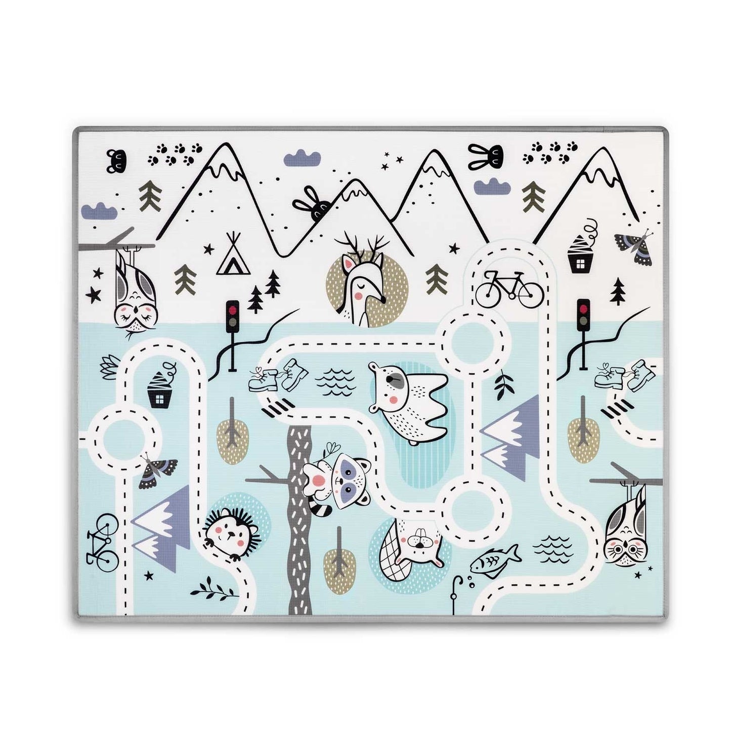 SPEELMAT - waterdicht en antislip - grijs/wit/multicolor - 180x150 cm