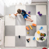 SPEELMAT - EVA foam - 180x180 cm - wit/grijs