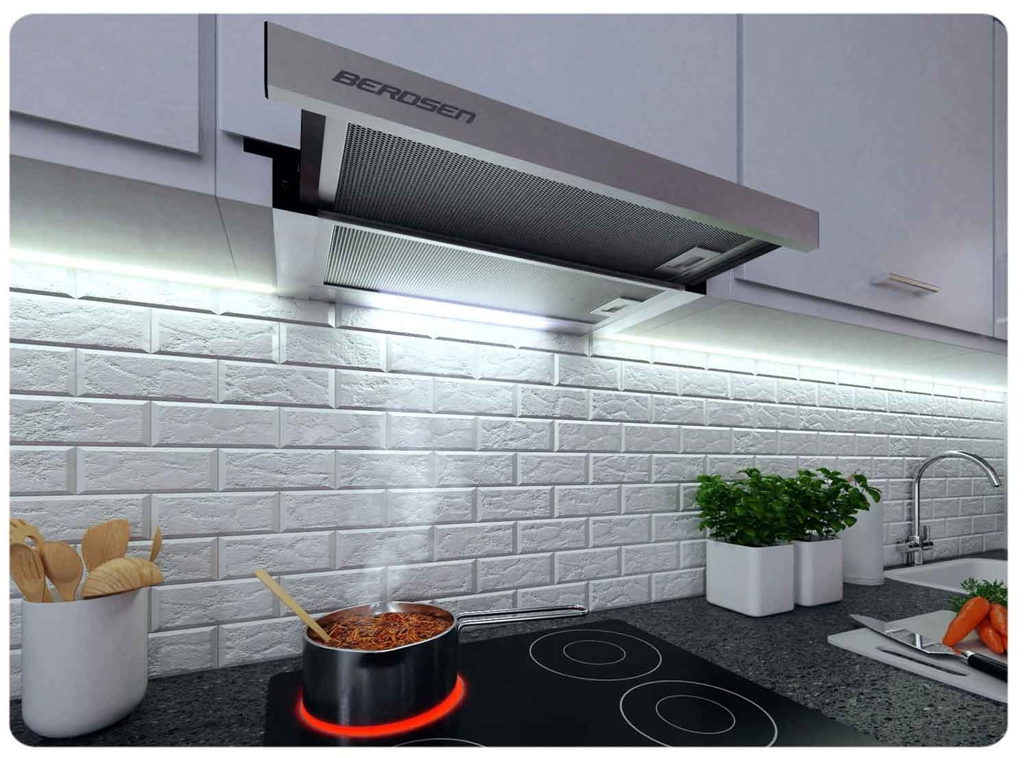 afzuigkap - telescopisch 50cm 200m3/u LED - inox