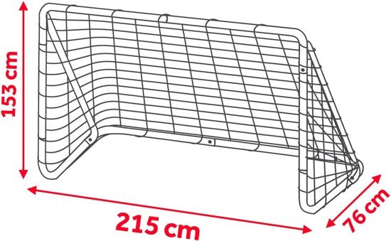 VOETBALDOEL - lichtgewicht staal met richtmat - 215x153x76 cm wit