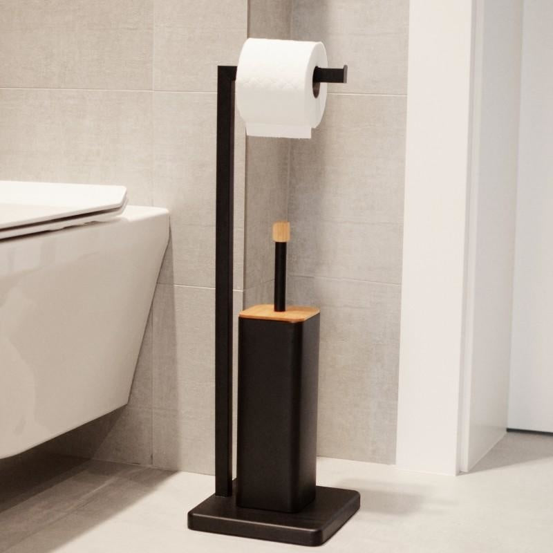 WC Rolhouder - Vrijstaand - Hoogwaardig Staal - Zwart