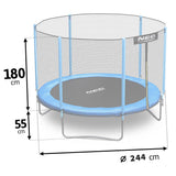 TRAMPOLINE - 244 cm met veiligheidsnet & ladder - Blauw