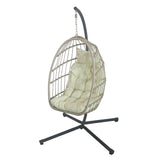 Hangstoel - Inklapbaar, PE Rattan, 160kg - Crème/Zwart/Beige