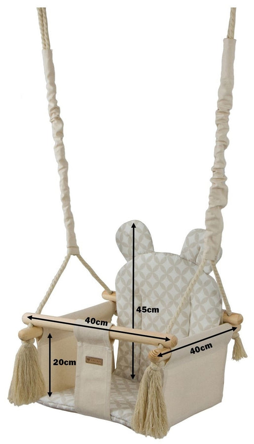 Baby Schommelstoel - 100% Katoen en Hout - Crème/Lichtroze