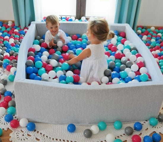 ballenbak - 600 ballen - wit/roze/grijs - 120x120 cm