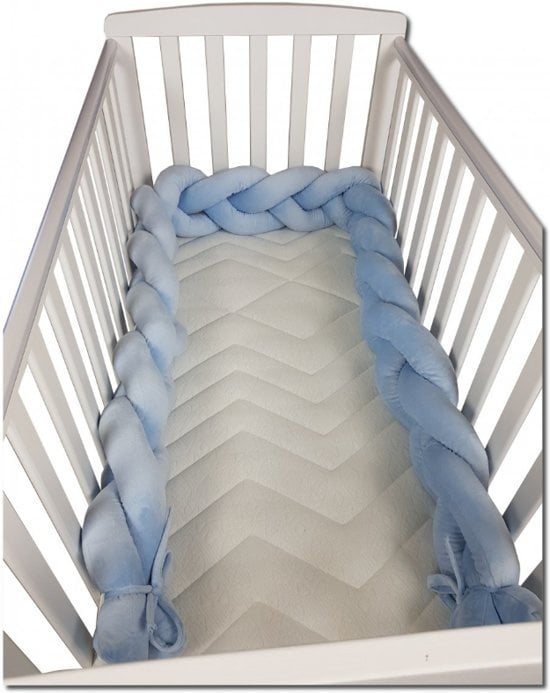 Bedbumper - Scandinavisch Design, Zacht Minky Polyester - Blauw 280 cm