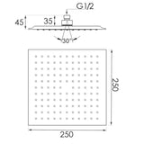 Douchekop - anti-calc systeem - 25x25 cm - chroom