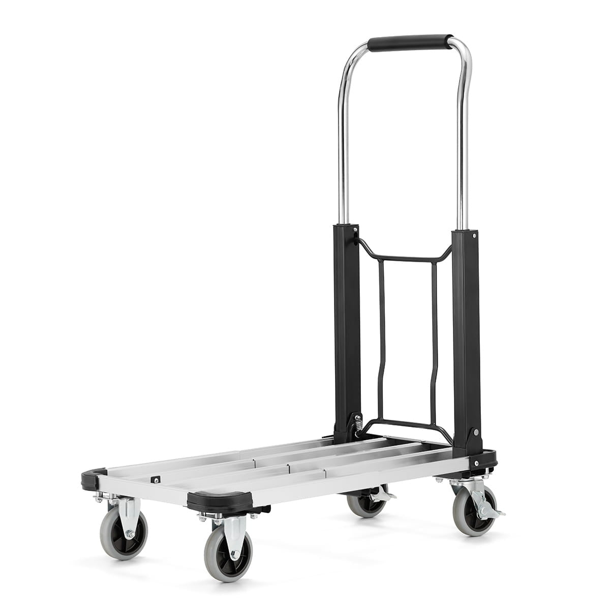 TRANSPORTWAGEN - lichtgewicht aluminium, telescopisch, 150 kg - zilver/zwart