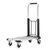 TRANSPORTWAGEN - lichtgewicht aluminium, telescopisch, 150 kg - zilver/zwart