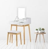 KAPTAFEL - Houten met Spiegel en 3 Lades - Wit