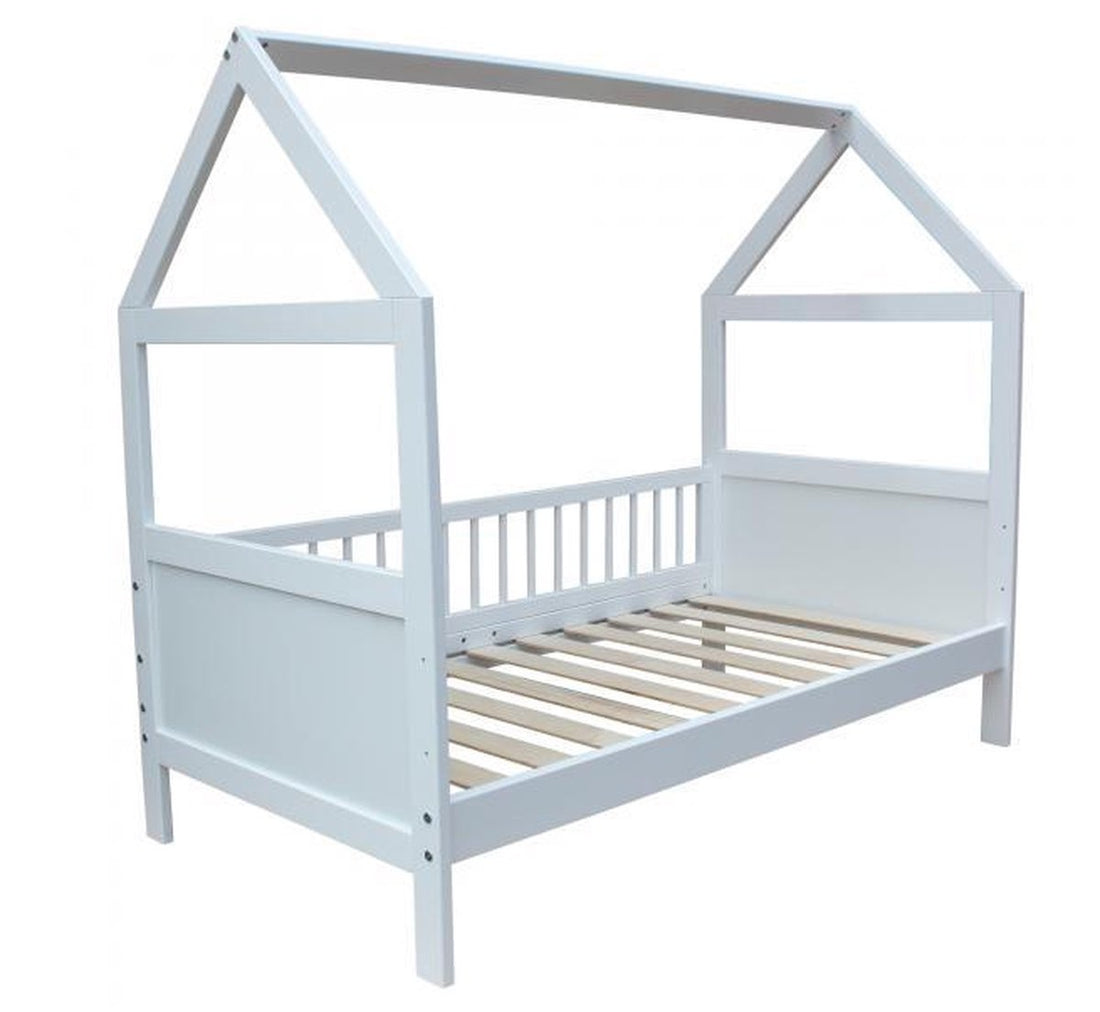 kinderbed - vurenhout-scandinavisch-ontwerp-uitval-barrière - wit-140x70cm