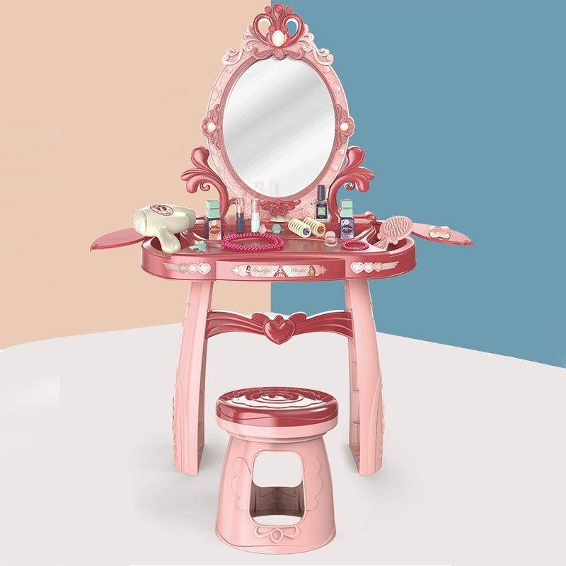 Kaptafel - Met Spiegel en Verlichting - Roze - 44x24,5x76 cm